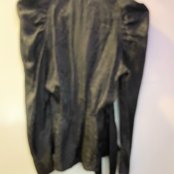 A.L.C. Black silk leopard wrap blouse plunge neck with tie xs designer - Picture 5 of 10